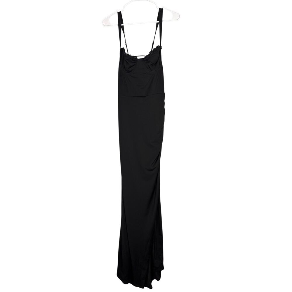 Lucy in the Sky Bustier Top Maxi Dress Black Criss Cross Back Sz XL Formal Sexy - Picture 7 of 12